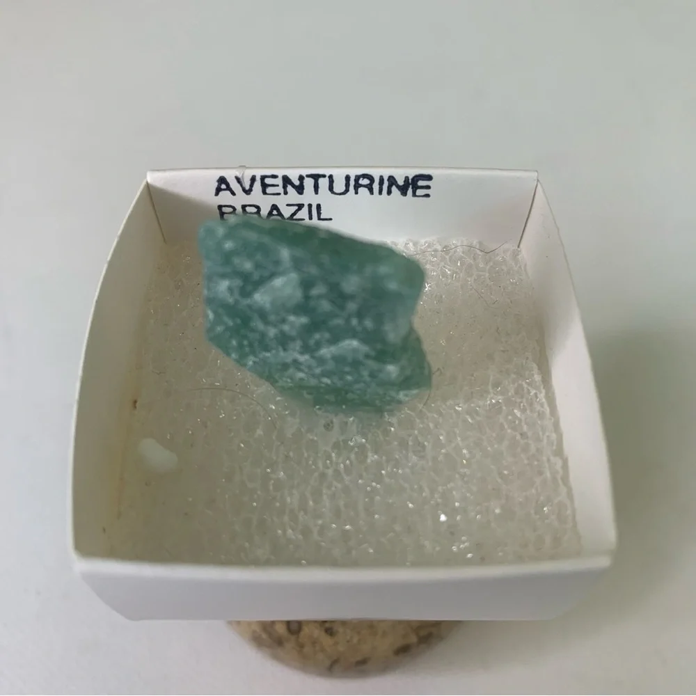 Brazilian Green Aventurine Mineral Specimen Mounted Boxed Labeled Crystal Rock